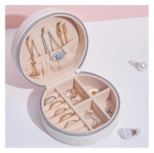 SFQEVHRZ Schmuckkästchen, Schmuckschatulle aus PU-Leder, klein, rund, tragbar, Aufbewahrungsbox for Schmuck, Ohrringe, Halsketten, Armbänder SFQEVHRZ Schmuckkästchen, Schmuckschatulle aus PU-Leder, klein, rund, tragbar, Aufbewahrungsbox for Schmuck, Ohrringe, Halsketten, Armbänder von SFQEVHRZ