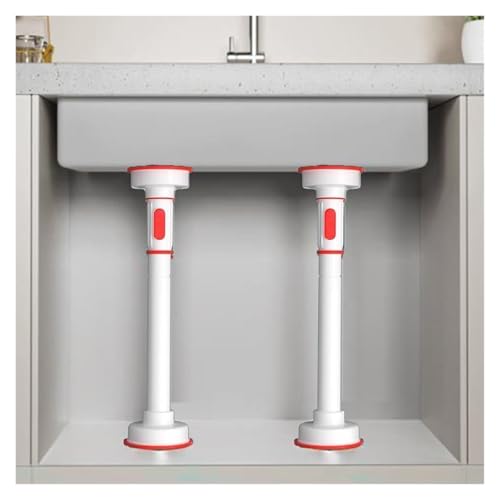 SFQEVHRZ Waschbeckenmöbelbeine， Edelstahl-Spülbeckenbeine, Teleskop-Stützstangen-Unterbau-Spülbeckenhalterungen, Bohrfreies verstellbares Möbelbein(White,2*Height 70 120cm) von SFQEVHRZ