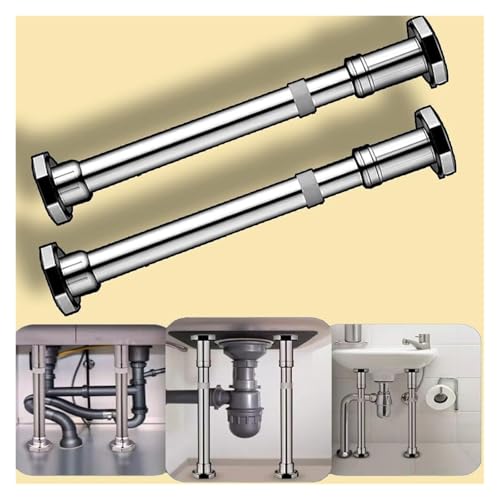 SFQEVHRZ Waschbeckenmöbelbeine， Unterbau-Waschbecken-Stützbeine aus Edelstahl, Stützstangen-Reparaturset for Küchenspülen, Möbelbeine ohne Bohren(2*H 70 120cm/28 47") von SFQEVHRZ