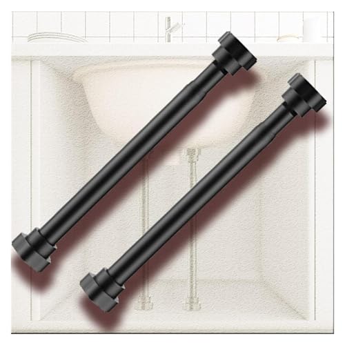 SFQEVHRZ Waschbeckenmöbelbeine， Unterbau-Waschbeckenhalterungen, Schwarze Möbelbeine, Edelstahl-Stützstangen, Reparatursatz for Küchenspülen-Tischbeine(2*Height 55 85cm(21.6" 33.5")) von SFQEVHRZ