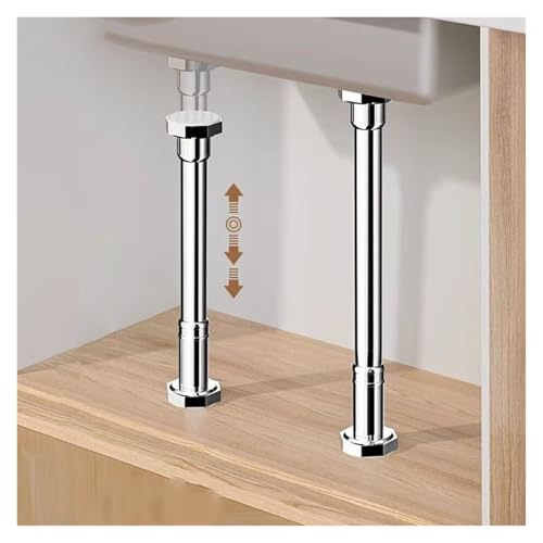 SFQEVHRZ Waschbeckenmöbelbeine， Verstellbare Waschbeckenstützstangen aus Metall for Badezimmer, Stützstange for Küchenspüle, Möbelbein, ohne Bohren(2*H 35 50cm/14 20") von SFQEVHRZ