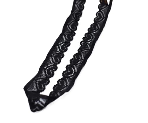 Spitzenband, Elastisches Spitzenband, 18 mm breit, herzförmige Stretch-Spitze for Nähen von Dekorationen(Black,5 Yards) von SFQEVHRZ