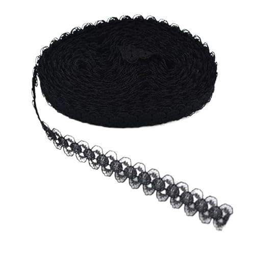 Spitzenband, Spitze, 10 Yards, weißes Spitzenstoffband, 14 mm, Spitzenstoff, Baumwollbesatz, DIY, bestickt, Nähen, Hochzeitsdekoration(Black) von SFQEVHRZ