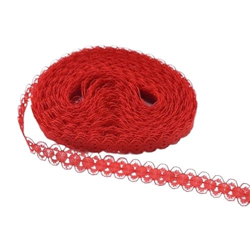 Spitzenband, Spitze, 10 Yards, weißes Spitzenstoffband, 14 mm, Spitzenstoff, Baumwollbesatz, DIY, bestickt, Nähen, Hochzeitsdekoration(Rosso) von SFQEVHRZ