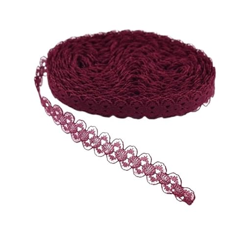 Spitzenband, Spitze, 10 Yards, weißes Spitzenstoffband, 14 mm, Spitzenstoff, Baumwollbesatz, DIY, bestickt, Nähen, Hochzeitsdekoration(Wine Red) von SFQEVHRZ