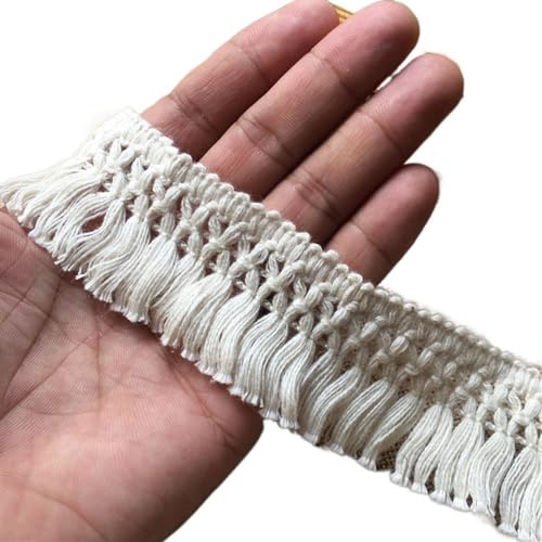 Spitzenband, Spitze, 4 Stück, 3,5 cm breit, weiß-beige, Baumwollfaden, Spitzenstoff, DIY-Material, Vorhänge, Bekleidungszubehör, Dekoration(Beige) von SFQEVHRZ