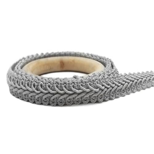 Spitzenband, Spitze, 4 Stück, 9,1 m, 12 mm, Spitzenbesatz, Band, weiß/silberfarben, geflochtene Spitze, DIY-Handwerk, Nähzubehör(Grijs,10y) von SFQEVHRZ