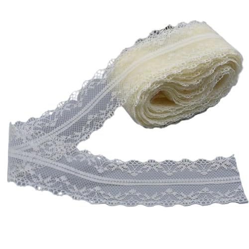 Spitzenband, Spitze 10 Yards Band 40MM Breite Trim Stoff DIY Handwerk Bestickte Net Kordel for Nähen Dekoration(Off White) von SFQEVHRZ