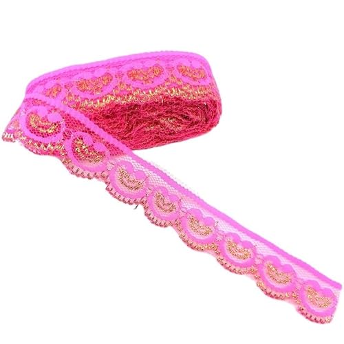 Spitzenband, Spitze 10 Yards Glitter bestickt Net TrimDecoration Nähzubehör Breite 2,6 cm(Rose Red Gold Lace) von SFQEVHRZ