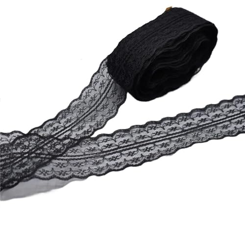 Spitzenband, Spitze 10 Yards Weiß Band Breite 45MM Trim DIY Bestickte Net Kabel for Nähen Dekoration(Black) von SFQEVHRZ