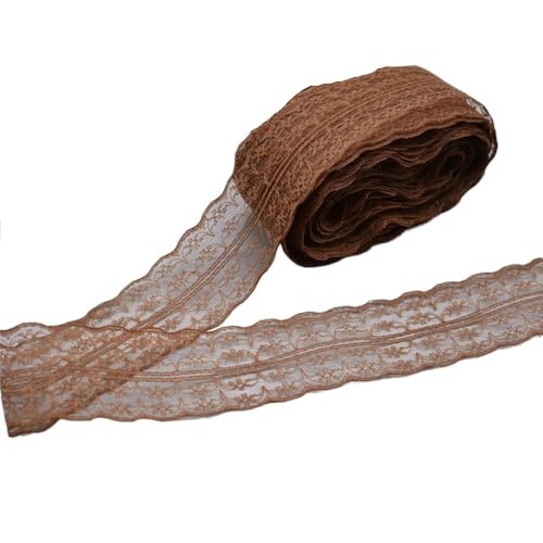 Spitzenband, Spitze 10 Yards Weiß Band Breite 45MM Trim DIY Bestickte Net Kabel for Nähen Dekoration(Coffee) von SFQEVHRZ