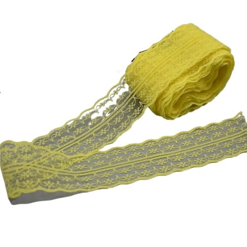 Spitzenband, Spitze 10 Yards Weiß Band Breite 45MM Trim DIY Bestickte Net Kabel for Nähen Dekoration(Giallo) von SFQEVHRZ