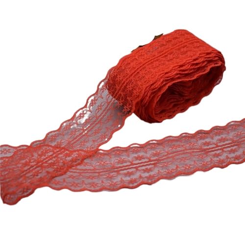 Spitzenband, Spitze 10 Yards Weiß Band Breite 45MM Trim DIY Bestickte Net Kabel for Nähen Dekoration(Rosso) von SFQEVHRZ