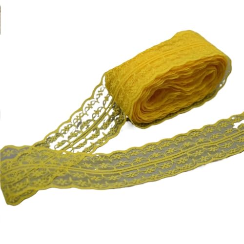 Spitzenband, Spitze 10 Yards Weiß Band Breite 45MM Trim DIY Bestickte Net Kabel for Nähen Dekoration(Soil Yellow) von SFQEVHRZ