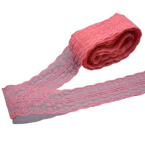 Spitzenband, Spitze 10 Yards Weiß Band Breite 45MM Trim DIY Bestickte Net Kabel for Nähen Dekoration(Watermelon Red) von SFQEVHRZ