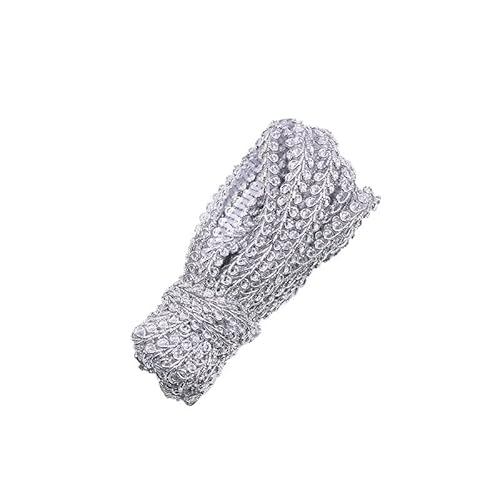 Spitzenband, Spitze 10 mt/los Spitzenbesatz Band Gold Silber Geflochtene Spitze DIY Handwerk Nähzubehör Hochzeit Dekor Stoff Kurve Spitze(Silver) von SFQEVHRZ