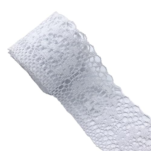 Spitzenband, Spitze 10yards/Lot 35mm Kunsthandwerk Bestickte Tüllspitze Stoffbesatz for Nähen Stoffband(White) von SFQEVHRZ