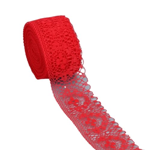 Spitzenband, Spitze 10yards Bilaterale Handarbeiten Bestickte Spitze Stoffbesatz Dekorationen(Rosso) von SFQEVHRZ
