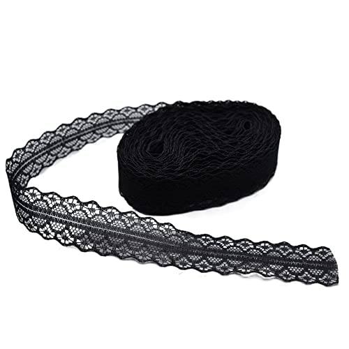 Spitzenband, Spitze 2 Pcs 10 Yards Band Breite 28MM Trim Stoff DIY Net Kabel for Dekoration(Black) von SFQEVHRZ