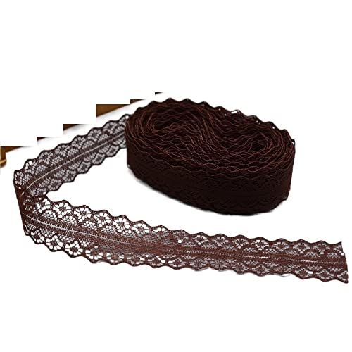 Spitzenband, Spitze 2 Pcs 10 Yards Band Breite 28MM Trim Stoff DIY Net Kabel for Dekoration(Coffee) von SFQEVHRZ