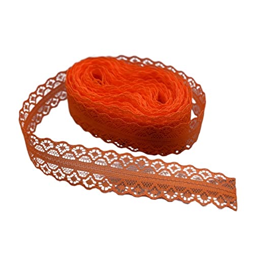 Spitzenband, Spitze 2 Pcs 10 Yards Band Breite 28MM Trim Stoff DIY Net Kabel for Dekoration(Dark Orange) von SFQEVHRZ