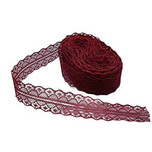 Spitzenband, Spitze 2 Pcs 10 Yards Band Breite 28MM Trim Stoff DIY Net Kabel for Dekoration(Wine Red) von SFQEVHRZ