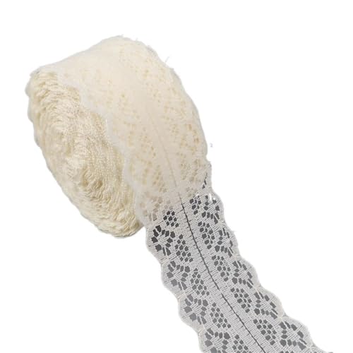 Spitzenband, Spitze 2 Stück 10 Meter/4,5 cm Spitzenband DIY Bekleidungsstoff Weiß Schwarz Blau Rosa Lila Rot Spitzenbesatz(30mm Lace Beige) von SFQEVHRZ