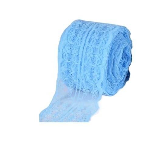 Spitzenband, Spitze 2 Stück 10 Meter/4,5 cm Spitzenband DIY Bekleidungsstoff Weiß Schwarz Blau Rosa Lila Rot Spitzenbesatz(Light Blue) von SFQEVHRZ