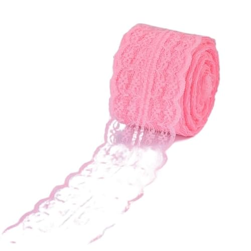 Spitzenband, Spitze 2 Stück 10 Meter/4,5 cm Spitzenband DIY Bekleidungsstoff Weiß Schwarz Blau Rosa Lila Rot Spitzenbesatz(Roze) von SFQEVHRZ