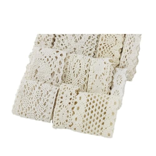 Spitzenband, Spitze 4 Psc Weiß Beige Baumwolle Spitze Netz Bänder Stoff Trim DIY Nähen Handgemachte Handwerk Materialien(10 Lace Mix) von SFQEVHRZ
