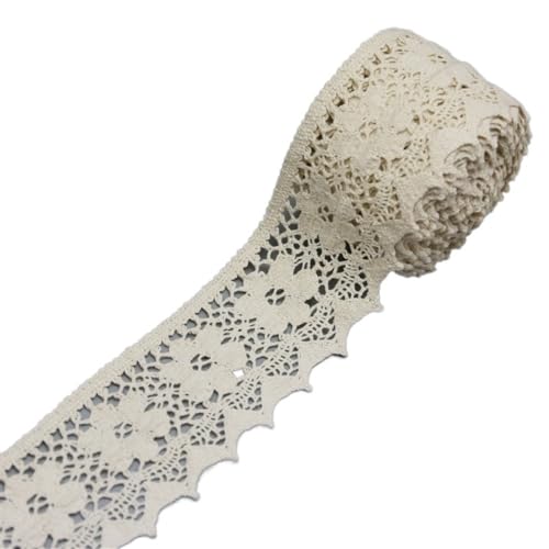 Spitzenband, Spitze 4 Psc Weiß Beige Baumwolle Spitze Netz Bänder Stoff Trim DIY Nähen Handgemachte Handwerk Materialien(8) von SFQEVHRZ