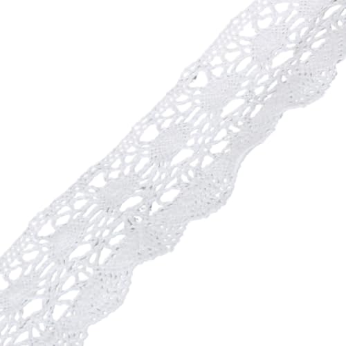Spitzenband, Spitze 5 Yards Weiß Baumwolle Bestickter Stoff Gurtband Dekoration(White 38mm) von SFQEVHRZ