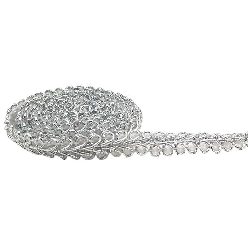 Spitzenband, Spitze 5Meter 8mm Trim Nähen Spitze Gold Silber Geflochtene Home Party Dekoration(Silver) von SFQEVHRZ