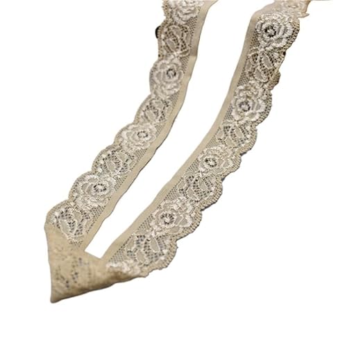 Spitzenband, Spitze Stretch Elastische Spitze Stoff Elastizität Spitze Trim Bestickt for Nähen Kleidung Unterwäsche(Khaki,5 Yards) von SFQEVHRZ