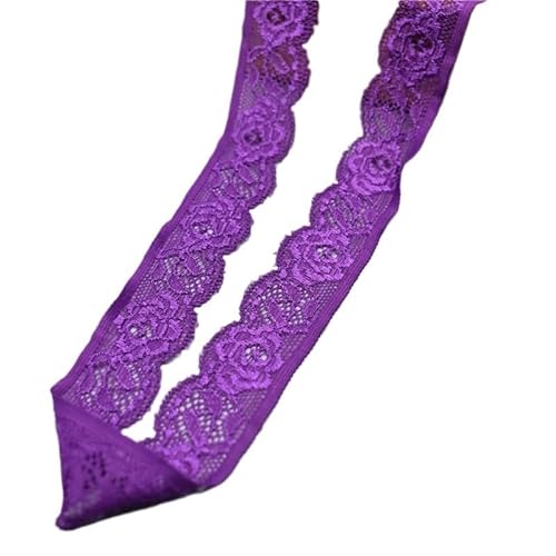 Spitzenband, Spitze Stretch Elastische Spitze Stoff Elastizität Spitze Trim Bestickt for Nähen Kleidung Unterwäsche(Purple,5 Yards) von SFQEVHRZ