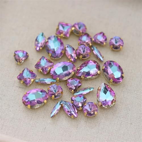 SFQEVHRZ Strassstein, 20 Stücke Mix Form Super Glanz Bunte Aufnäher Strass Kristall Strass for DIY Kleidung Kleid Dekoration(Crystal Purple) von SFQEVHRZ