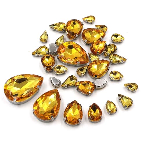 Strassstein, 20 Teile/beutel Mix Größe Glas Kristall Einstellung Strass for Kleidung/Hochzeit Dekorationen(Gold Yellow) von SFQEVHRZ