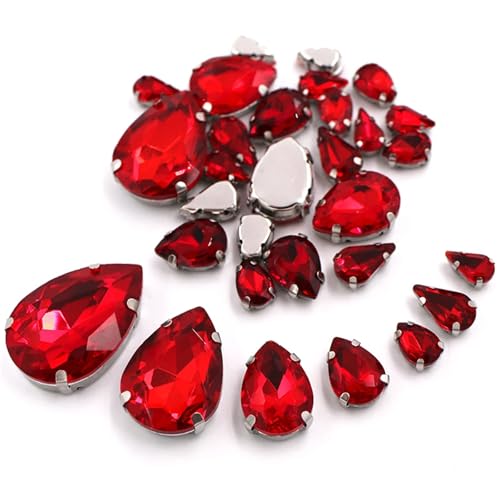 Strassstein, 20 Teile/beutel Mix Größe Glas Kristall Einstellung Strass for Kleidung/Hochzeit Dekorationen(Rosso) von SFQEVHRZ
