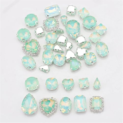 SFQEVHRZ Strassstein, 40 Teile/Beutel Mix Formen Flatback Vier Loch Helle Farbe Glas Kristall Nähen Auf Strass Hochzeit Kleid Schuhe Tasche DIY Trim(02 Lv) von SFQEVHRZ