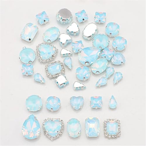 Strassstein, 40 Teile/beutel Mix Formen Flatback Vier Loch Helle Farbe Glas Kristall Nähen Auf Strass Hochzeit Kleid Schuhe Tasche DIY Trim(04 Hulan) von SFQEVHRZ