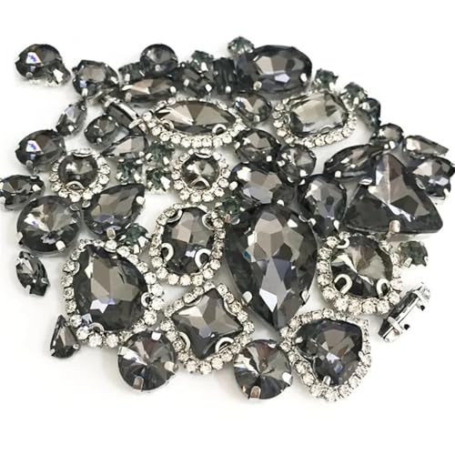 Strassstein, 50 Stück/Packung Mix Größe Kristall Schnalle Strass Silber Nähen auf Steine ​​Diy/Kleidung Zubehör(Grijs) von SFQEVHRZ