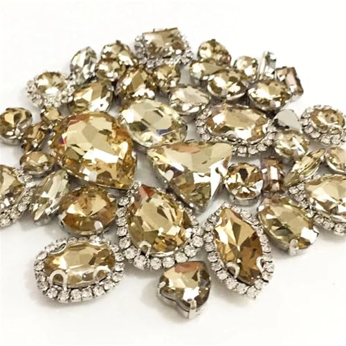 Strassstein, 50 Stück/Packung Mix Größe Kristall Schnalle Strass Silber Nähen auf Steine ​​Diy/Kleidung Zubehör(Light Coffee) von SFQEVHRZ
