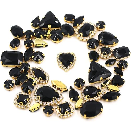 Strassstein, 50 Teile/beutel Gemischte Form Nähen Auf Glas Strass Kristall Schnalle Diy Hochzeit Dekoration Kleidung/Schuh/Kleid(Black) von SFQEVHRZ