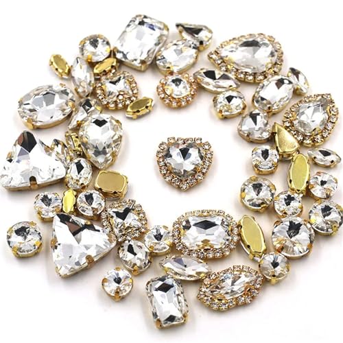 Strassstein, 50 Teile/beutel Gemischte Form Nähen Auf Glas Strass Kristall Schnalle Diy Hochzeit Dekoration Kleidung/Schuh/Kleid(White) von SFQEVHRZ