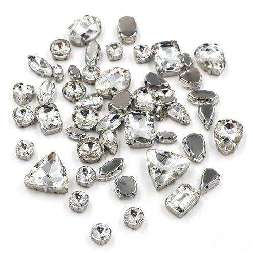 Strassstein, 50 Teile/beutel Mix Form Kristall Steine ​​Nähen Splitter Einstellung Glas Strass Diy Taschen/Schuhe/Kleidung Zubehör(Clear) von SFQEVHRZ