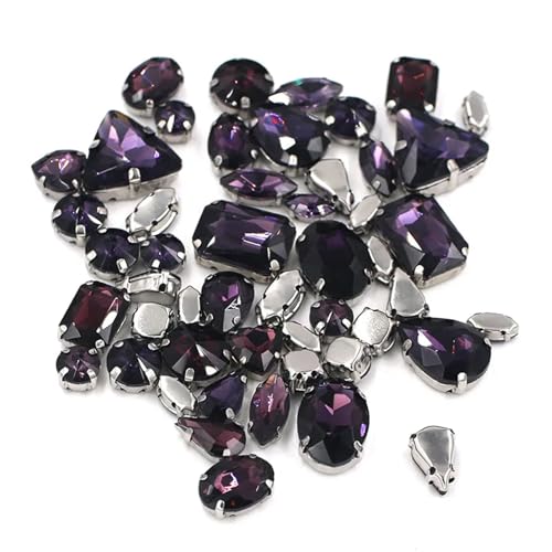 Strassstein, 50 Teile/beutel Mix Form Kristall Steine ​​Nähen Splitter Einstellung Glas Strass Diy Taschen/Schuhe/Kleidung Zubehör(Deep Purple) von SFQEVHRZ