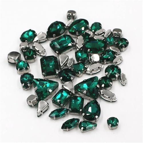 Strassstein, 50 Teile/beutel Mix Form Kristall Steine ​​Nähen Splitter Einstellung Glas Strass Diy Taschen/Schuhe/Kleidung Zubehör(Emerald) von SFQEVHRZ