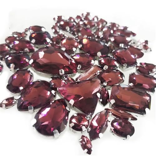 Strassstein, 68 Stück/50 Stück/30 Stück Mix Top Kristallglas for Aufnähen von Strasssteinen for Handarbeiten, Nähsteine ​​für Heimwerker/Kleidung/Hochzeitskleid(Wine Red 68pcs) von SFQEVHRZ