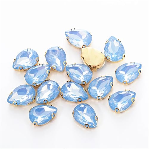 Strassstein, Gemischt 50 Stück Blauer Opal-Strass mit Löchern, Kunststoffharz, DIY-Nähstein-Zubehör for Dekoration, Harz-Strass(Drop 8x13mm) von SFQEVHRZ