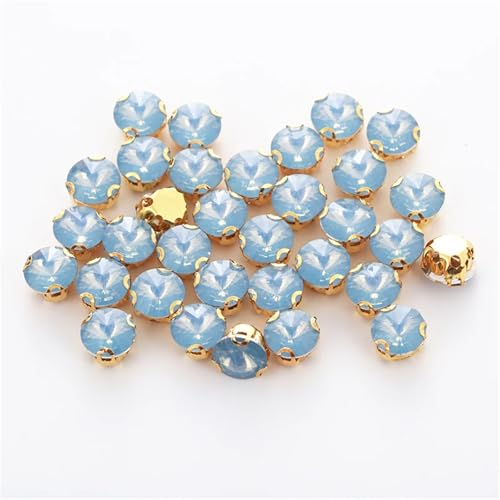 Strassstein, Gemischt 50 Stück Blauer Opal-Strass mit Löchern, Kunststoffharz, DIY-Nähstein-Zubehör for Dekoration, Harz-Strass(Round 8mm) von SFQEVHRZ